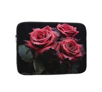 Custodia per computer portatile, con rosa rossa e foglie nere, custodia per computer da 17 pollici, custodia protettiva per notebook