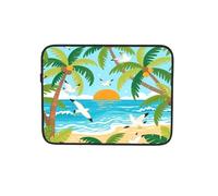 Custodia per computer portatile con scena di spiaggia dei cartoni animati blu borsa per computer portatile borsa per il trasporto per il lavoro 10 pollici