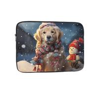 Custodia per computer portatile con scritta Merry Christmas Cute Dog Snowman Borsa per computer portatile Custodia da trasporto per computer da 10 pollici Custodia protettiva per notebook