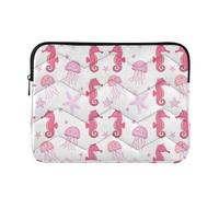 Custodia per computer portatile con simpatica medusa di cavalluccio marino, trapuntata, impermeabile, custodia per computer da 13 a 16 pollici, taglia L