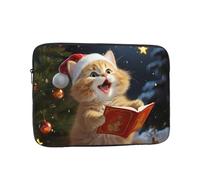 Custodia per computer portatile con simpatico gatto che canta canti natalizi per computer portatile da 12 pollici custodia per notebook