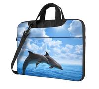Custodia per computer portatile con stampa di due delfini, custodia impermeabile per laptop, custodia divertente per laptop, 33 cm