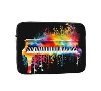 Custodia per computer portatile, con tastiera colorata per pianoforte, note musicali, borsa per computer portatile, custodia per computer da 12 pollici