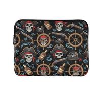 Custodia per computer portatile con teschio pirata imbottito impermeabile per lavoro e viaggi, taglia M, nero