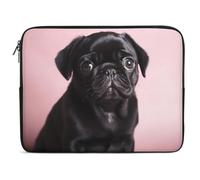 Custodia per Computer Portatile Cute Black Pug Borsa da Trasporto Comfyable Resistente Custodia per Laptop, per Office, Travel, Notebook, 15In