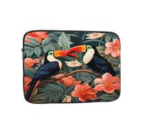 Custodia per computer portatile da 10 pollici con pappagallo tropicale e tucano della giungla tropicale, borsa per laptop per donne e uomini, borsa da trasporto per computer aziendale resistente