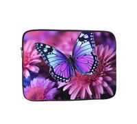Custodia per computer portatile da 12 pollici, impermeabile, resistente agli urti, custodia per notebook viola con farfalla e fiore, borsa leggera per computer