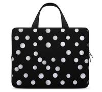 Custodia per computer portatile da 12", ultra sottile, leggera e impermeabile, in neoprene resistente, con laccetto da polso, a pois bianchi e neri