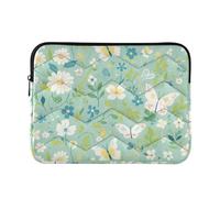 Custodia per computer portatile da 13-14 pollici, fodera morbida, verde fresco fiore estivo da viaggio, borsa per laptop per viaggi di lavoro
