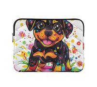 Custodia per computer portatile da 13-14 pollici, leggera, con simpatico cane Rottweiler, custodia rigida con cerniera per lavoro e viaggio