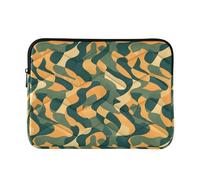 Custodia per computer portatile da 13-14 pollici, tasche concise per computer portatile per viaggi e lavoro, illustrazioni con texture mimetica verde