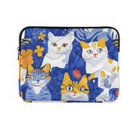 Custodia per computer portatile da 13 a 14 pollici, custodia concisa chic con gatti americani, blu reale, tasca per computer portatile per viaggi di lavoro