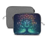 Custodia per computer portatile, da 13 a 14 pollici, digitale, futuristico, con immagine dell'albero della vita, con spazio stampato, resistente all'acqua, borsa per il trasporto del computer