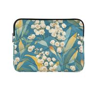 Custodia per computer portatile da 13 a 14 pollici, graziosa borsa per computer Lily Of The Valley, sfondo turchese, custodia per computer con cerniera per viaggi di lavoro