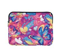 Custodia per computer portatile da 13 a 14 pollici, impermeabile, per laptop, graffiti, opere d'arte, farfalle, cuori, viola, borsa da trasporto per computer per uomini e donne
