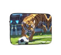 Custodia per computer portatile da 13", con stampa di cucciolo di tigre che gioca a calcio, sottile e portatile, adatta per ufficio, viaggi e pendolari