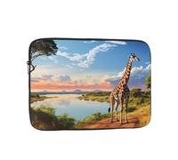 Custodia per computer portatile da 13 pollici, antiurto, con paesaggio africano con fiume Nilo e giraffa