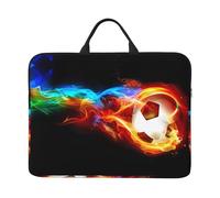 Custodia per computer portatile da 14", con stampa di Fire Dragon Roll calcio, con maniglia e cerniera, ideale per viaggi, lavoro e ufficio