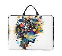 Custodia per computer portatile da 14", con stampa di foglie rosse, con manico portatile, per viaggi d'affari, pendolari, tasca per accessori, Intelligenza Artificiale Cervello, Taglia unica