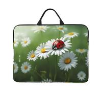 Custodia per computer portatile da 14", con stampa nativa americana, maniglia portatile, viaggi d'affari, pendolari, tasca per accessori, Coccinella sul fiore di margherita, Taglia unica