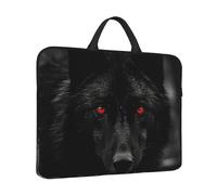 Custodia per computer portatile da 14 pollici antiurto borsa per computer con lupo dagli occhi rossi nero borsa per computer resistente all'acqua Custodia per il trasporto del computer