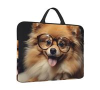 Custodia per computer portatile da 14 pollici antiurto borsa per laptop con cane della Pomerania che indossa occhiali borsa per computer resistente all'acqua Custodia per il trasporto del computer