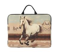 Custodia per computer portatile da 14 pollici, con maniglia, con stampa di cavallo bianco rampante, compatibile con computer/tablet da 14"