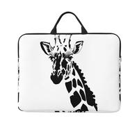 Custodia per computer portatile da 14 pollici, con maniglia, con stampa giraffa bianca e nera, compatibile con computer/tablet da 14"