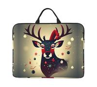Custodia per computer portatile da 14 pollici, con stampa di farfalle, grigio foglia di tè, borsa per computer portatile, per viaggi d'affari, pendolari, tasca per accessori, Foto di cervi di Natale