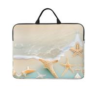 Custodia per computer portatile da 14 pollici, con stampa di stelle marine e spiaggia, con manico, compatibile con computer/tablet da 14"