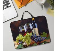 Custodia per computer portatile da 14 pollici, leggera e impermeabile, antiurto, morbida, custodia da viaggio per tablet Art Red Wine Galsses & Grapes1 con maniglia per notebook da 13-14 pollici