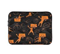 Custodia per computer portatile da 15,6 pollici, per donne e uomini, motivo: giocatori di basket, colore: arancione