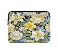 Custodia per computer portatile da 15 a 16 pollici, elegante, con cerniera William Morris, giglio bianco, peonia, per lavoro e viaggio