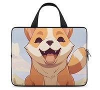 Custodia per computer portatile da 15 pollici, motivo cane Shiba Inu cartone animato, ultra sottile, leggera e impermeabile, materiale in neoprene resistente, borsa protettiva portatile con cinturino