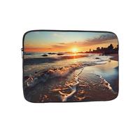 Custodia per computer portatile da 17 pollici, impermeabile, resistente agli urti, con vista al tramonto sulla spiaggia e sulla riva, borsa leggera per computer