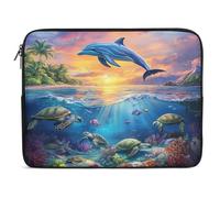Custodia per Computer Portatile Dolphin And Turtles in The Sea Borsa per Laptop Resistente Comfyable Custodia per Laptop, per Office, Travel, Notebook, 15In