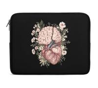 Custodia per Computer Portatile Human Heart And Brain Flowers Borsa Porta Multicolore Impermeabile Portatile Borsa, per Office, Travel, Notebook, 15In