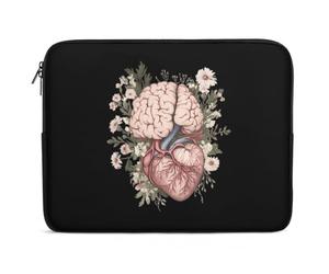 Custodia per Computer Portatile Human Heart And Brain Flowers Borsa Porta Multicolore Impermeabile Portatile Borsa, per Office, Travel, Notebook, 15In