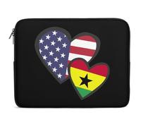Custodia per Computer Portatile Interlocking Hearts U.S.A. Ghana Flag Sleeve per Laptop Resistente Multicolore Custodia per Laptop, per Computer, Office, Notebook, 15In
