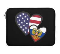 Custodia per Computer Portatile Interlocking Hearts U.S.A. Russian Flag Sleeve per Laptop Multicolore Impermeabile Custodia per Laptop, per Travel, Notebook, Office, 15In