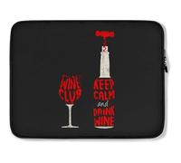 Custodia per Computer Portatile Keep Funny Calm And Drink Wine Borsa da Trasporto Comfyable Impermeabile Portatile Borsa 15In, per Laptop, Notebook