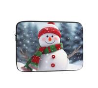 Custodia per computer portatile Merry Christmas con pupazzo di neve felice, custodia impermeabile per il trasporto del computer, antiurto, protezione per laptop per viaggi e lavoro da 12 pollici