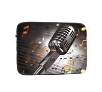Custodia per Computer Portatile Microphone with Music Notes Borsa da Trasporto Multicolore Impermeabile Custodia per Laptop, per Computer, Notebook, Travel, 15In