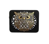 Custodia per computer portatile, motivo gufo, puntini dorati, borsa da lavoro per computer portatile, tablet, 25,4 cm