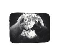 Custodia per computer portatile, motivo: lupi con amore sotto la luna, animali selvatici, borsa per computer portatile da 13 pollici