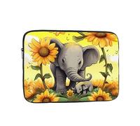 Custodia per computer portatile, motivo madre elefante, girasoli, custodia impermeabile per il trasporto del computer, antiurto, protezione per laptop da 10 pollici