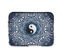 Custodia per computer portatile, motivo mandala con cuore bianco, colore blu navy, custodia per il trasporto