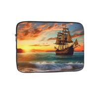 Custodia per computer portatile, motivo: nave pirata al tramonto, custodia impermeabile per il trasporto del computer, antiurto, protezione per laptop da 15 pollici