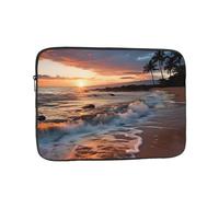 Custodia per computer portatile, motivo: spiaggia Maui Hawaii, tramonto, onde marine, nuvole, borsa per computer portatile da 17 pollici