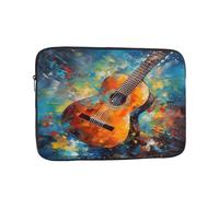 Custodia per computer portatile per chitarra ad acquerello da 17 pollici borsa per laptop musica colorata per donne e uomini, borsa da trasporto per computer aziendale resistente all'acqua custodia